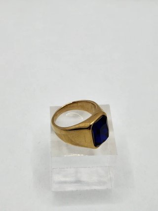 Anillo Acero Quirúrgico Chapado Oro Azul