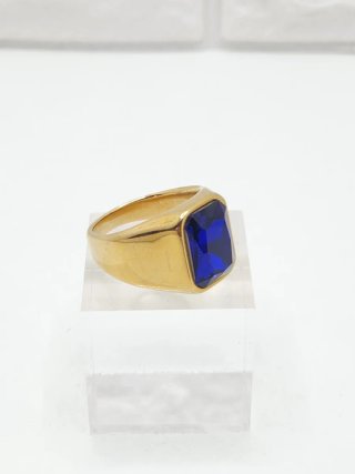 Anillo Acero Quirúrgico Chapado Oro Azul