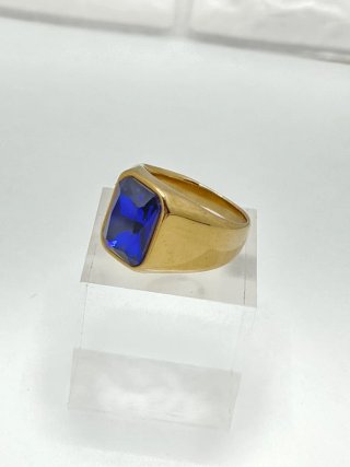 Anillo Acero Quirúrgico Chapado Oro Azul
