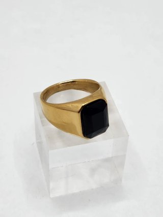 Anillo Acero Quirúrgico Chapado Oro Negro