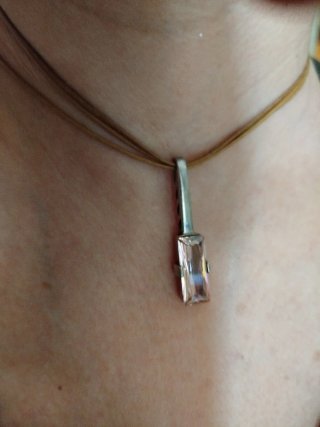 Collar pedrería plata y rosa