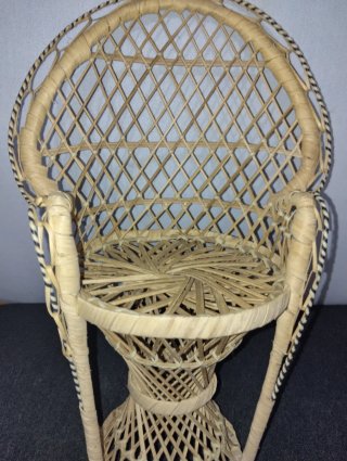 Sedia pavone in miniatura vintage anni 70 vimini