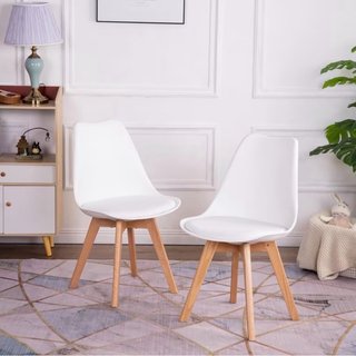 Silla Nórdica Blanca Patas Madera