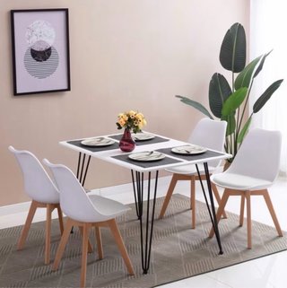 Silla Nórdica Blanca Patas Madera