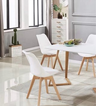Silla Nórdica Blanca Patas Madera