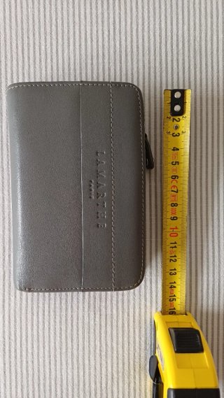 Cartera de piel gris Lamarthe Paris