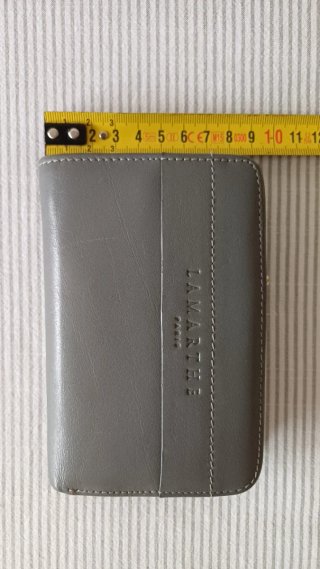 Cartera de piel gris Lamarthe Paris