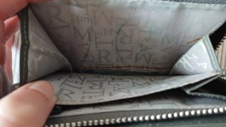 Cartera de piel gris Lamarthe Paris