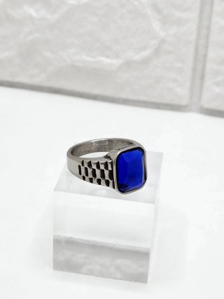 Anillo Acero Quirúrgico Piedra Azul