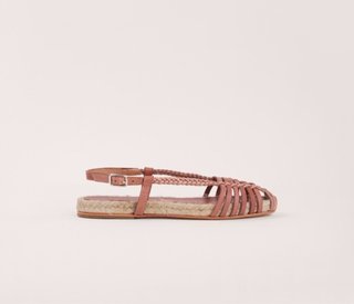 Sandalias Malababa Esparto Piel Rosa