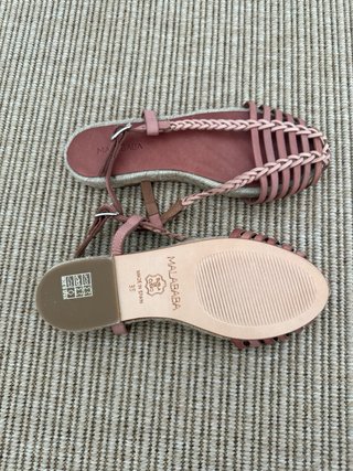 Sandalias Malababa Esparto Piel Rosa