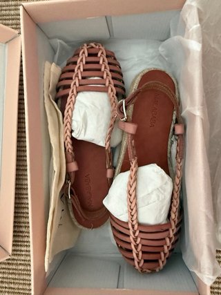 Sandalias Malababa Esparto Piel Rosa
