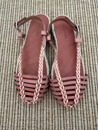 Sandalias Malababa Esparto Piel Rosa
