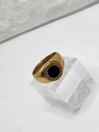 Anillo Oro Acero Quirúrgico Diseño Griego