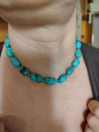 Collar de Plata con Piedras Turquesas tibetanas.