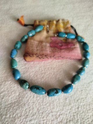 Collar de Plata con Piedras Turquesas tibetanas.