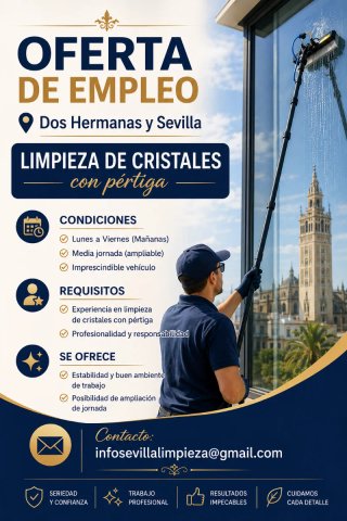 Oferta de empleo para limpieza de cristales