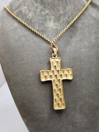 Colgante Cruz Reversible Chapado Oro