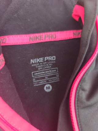 Nike Pro Sudadera Gris y Rosa Talla M