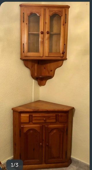 Rinconera madera pino vitrina y mueble