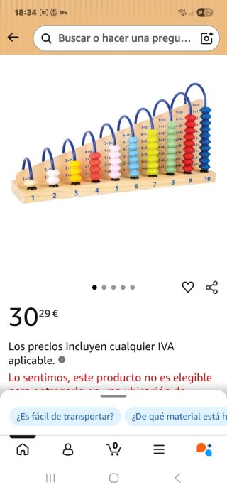 Ábaco de madera educativo con cuentas