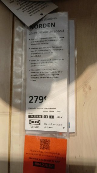Mesa plegable IKEA NORDEM
