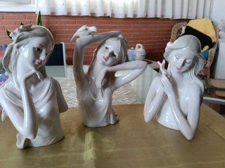 3 Figuras Porcelana Busto Mujer
