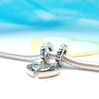 Doppio Charm argento 925 Cuore Love Zirconi Viola