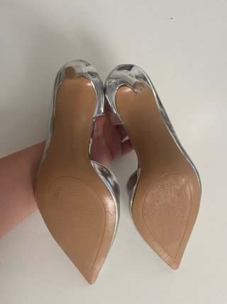 Tacones Mango Plateados Talla 36