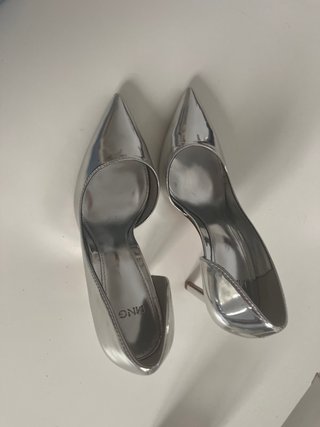 Tacones Mango Plateados Talla 36