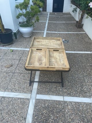 Mesa artesanal forja y madera