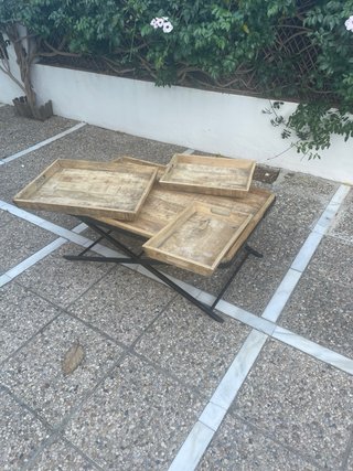 Mesa artesanal forja y madera