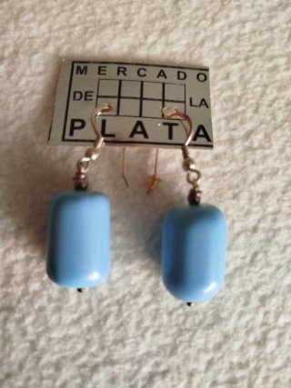 Pendientes de pedrería plata y azul