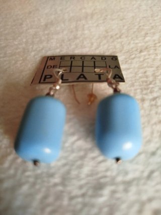 Pendientes de pedrería plata y azul