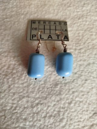 Pendientes de pedrería plata y azul