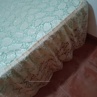 Colcha de 90 encaje blanco-nacar