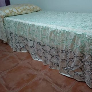 Colcha de 90 encaje blanco-nacar