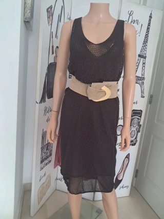 Vestido Negro Mango Malla