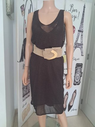 Vestido Negro Mango Malla