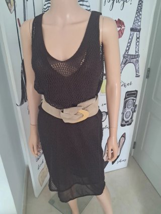 Vestido Negro Mango Malla