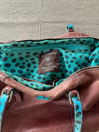 Borsa Gabs pelle marrone e turchese