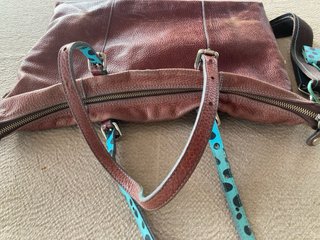 Borsa Gabs pelle marrone e turchese
