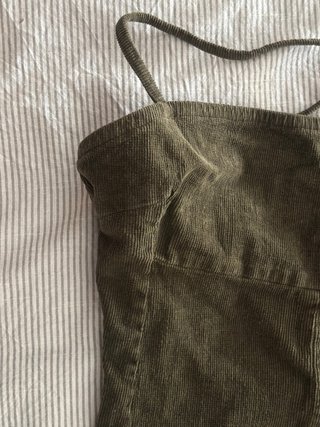 Vestido mini pana verde kaki tirantes dobles