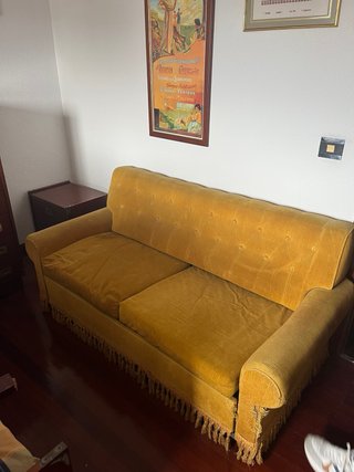 Sofá Cama Terciopelo Mostaza