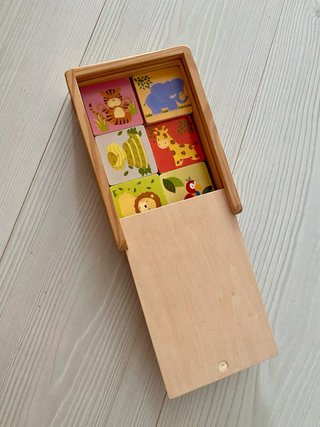 Juego de memoria de madera con animales