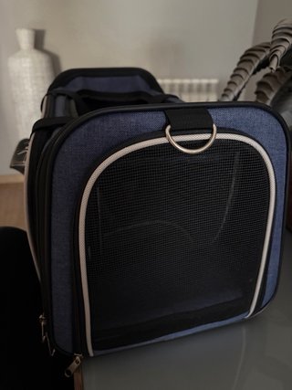 Transportín para perros azul y negro
