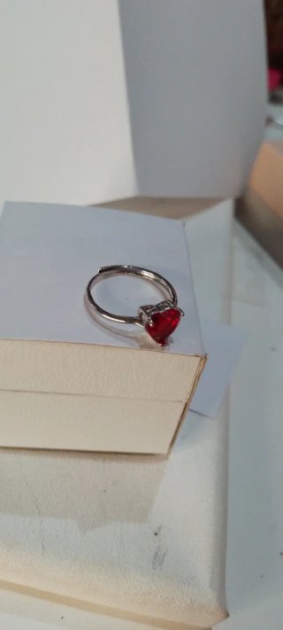 Anillo Corazón Rojo Plata