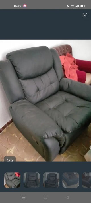 Poltrona reclinabile in pelle nera