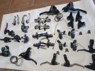 Lote vintage frenos y manetas bici