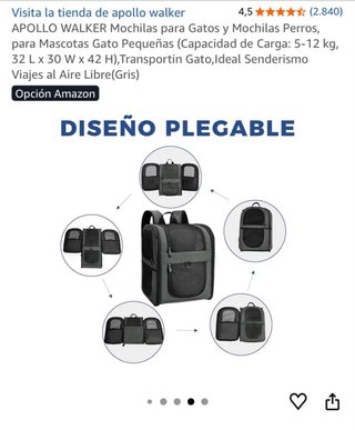 Mochila Transportín Mascotas Gris